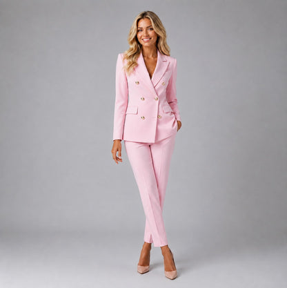 Double Breasted Blazer Pant Suit Set