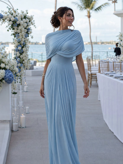 Draped High Neck Maxi Dress