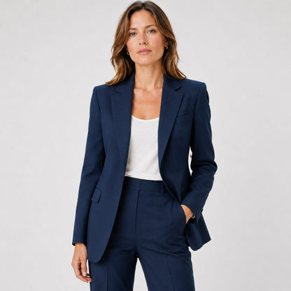 Fitted Long Sleeve Button Front Classic Tailored Blazer