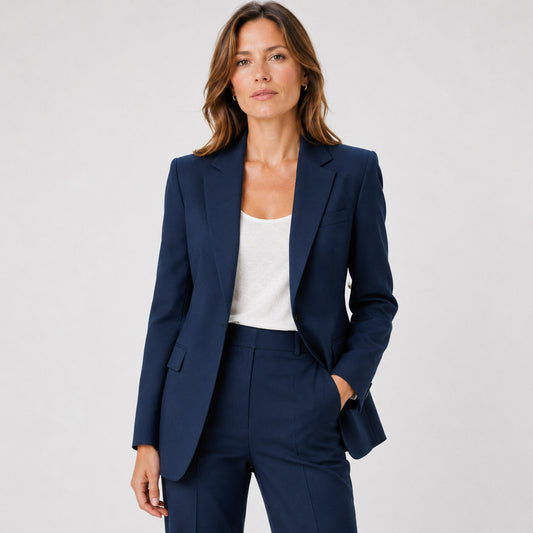 Fitted Long Sleeve Button Front Classic Tailored Blazer