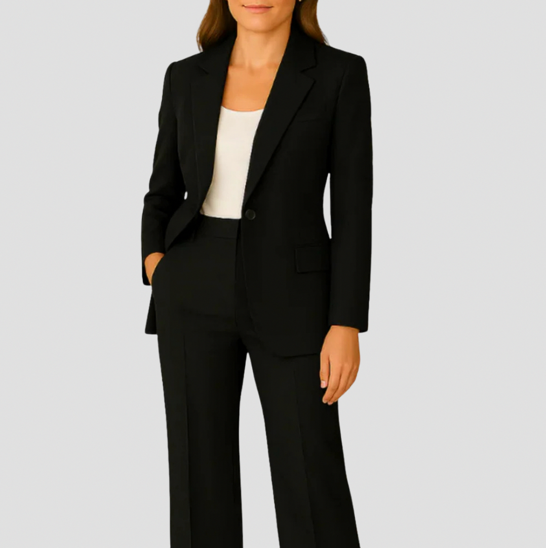 Fitted Long Sleeve Button Front Classic Tailored Blazer