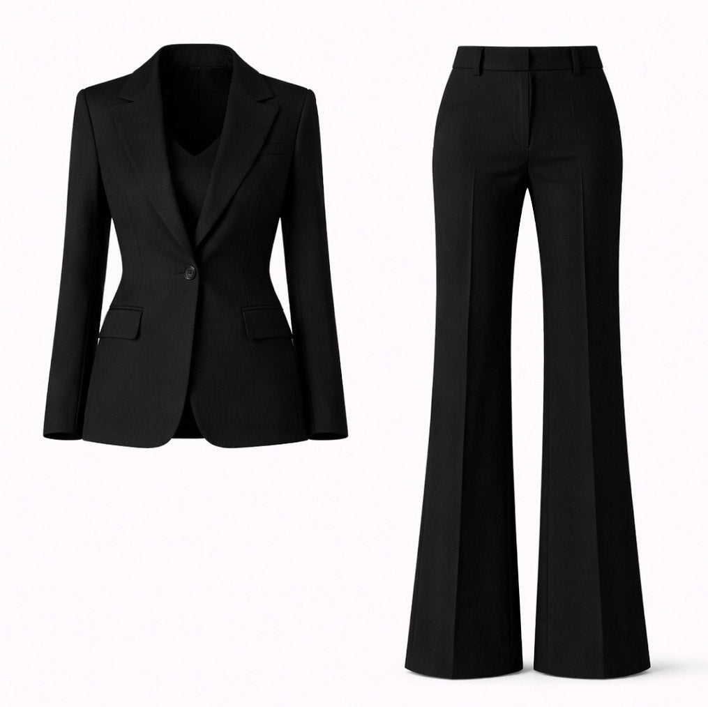 Fitted Long Sleeve Button Front Classic Tailored Blazer