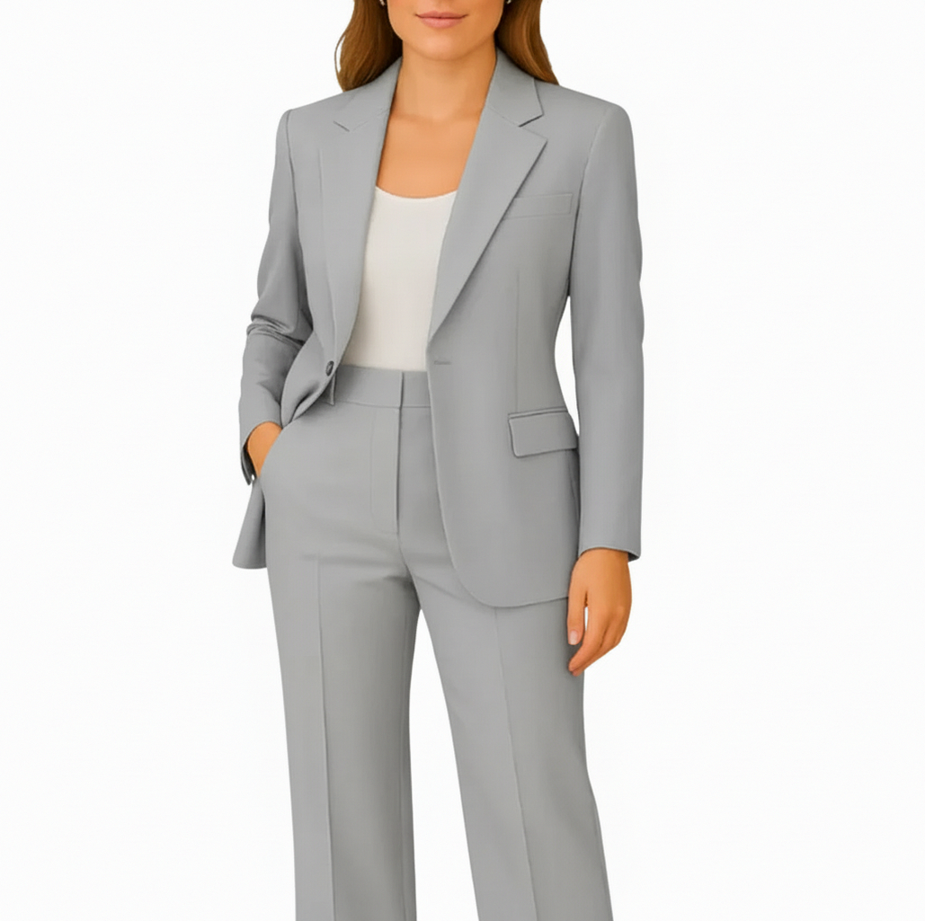 Fitted Long Sleeve Button Front Classic Tailored Blazer
