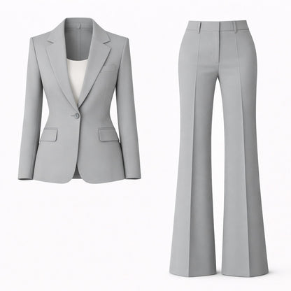 Fitted Long Sleeve Button Front Classic Tailored Blazer