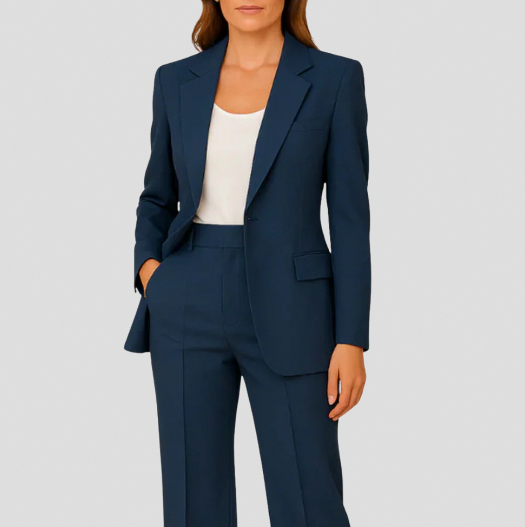 Fitted Long Sleeve Button Front Classic Tailored Blazer