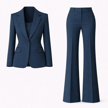 Fitted Long Sleeve Button Front Classic Tailored Blazer