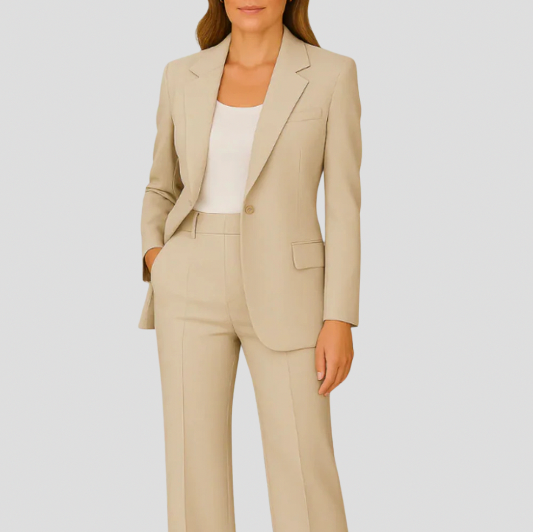 Fitted Long Sleeve Button Front Classic Tailored Blazer