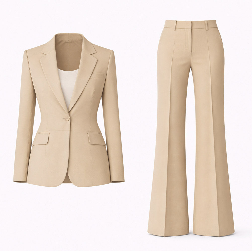 Fitted Long Sleeve Button Front Classic Tailored Blazer