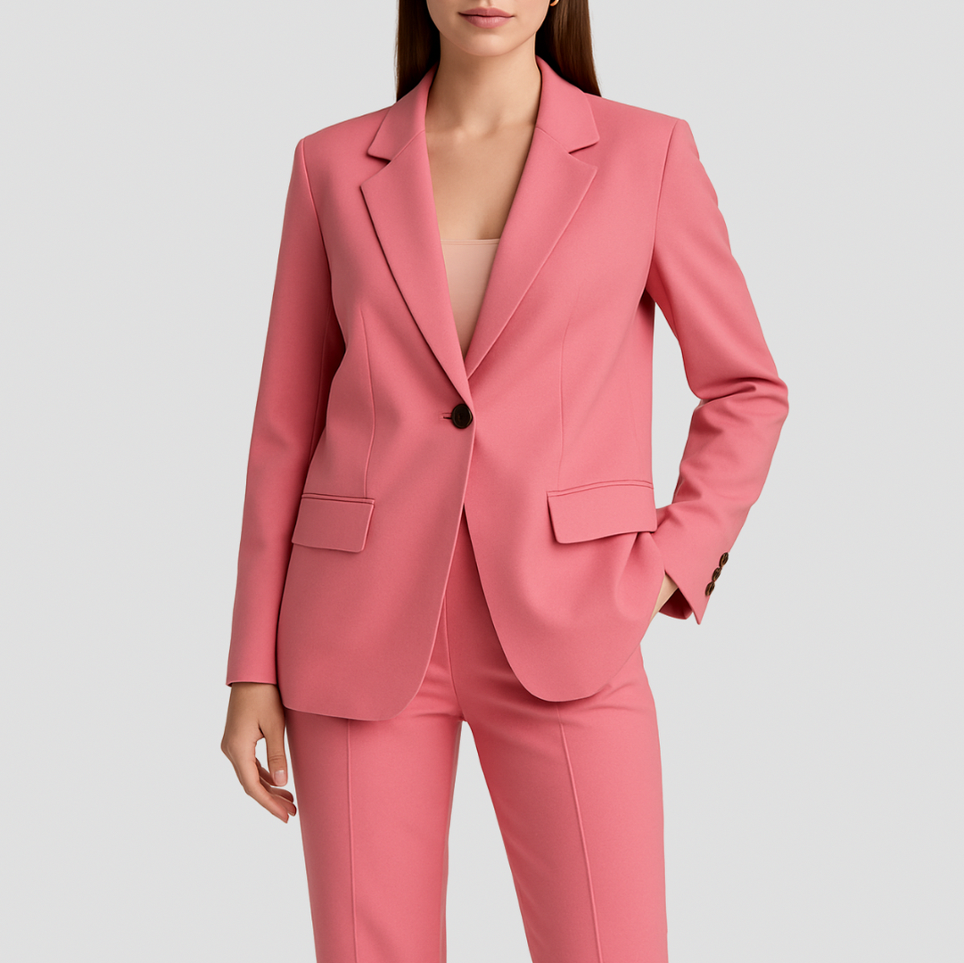Fitted Long Sleeve Button Front Classic Tailored Blazer