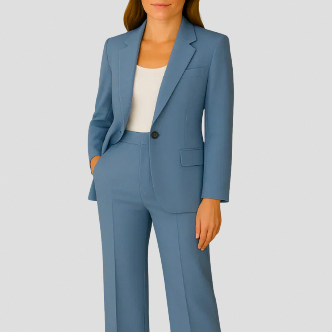 Fitted Long Sleeve Button Front Classic Tailored Blazer