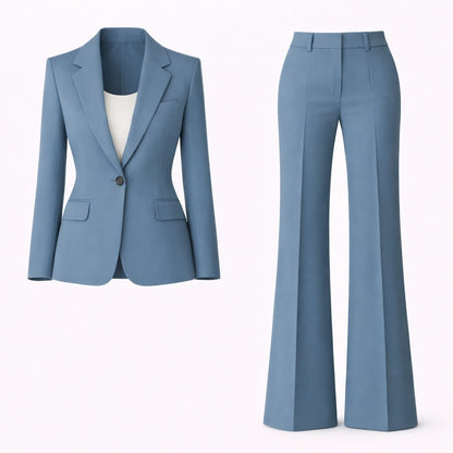 Fitted Long Sleeve Button Front Classic Tailored Blazer