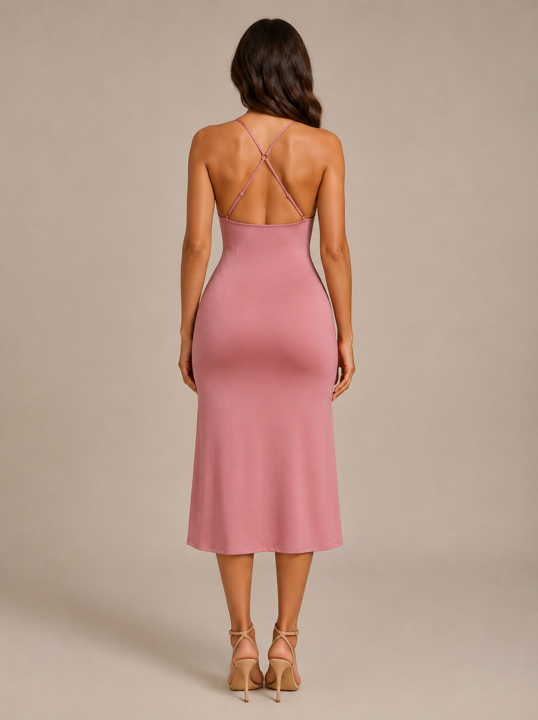 Fitted Ruched Bust Midi Dress