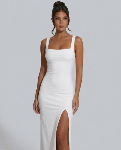 Fitted Square Neck Maxi Dress