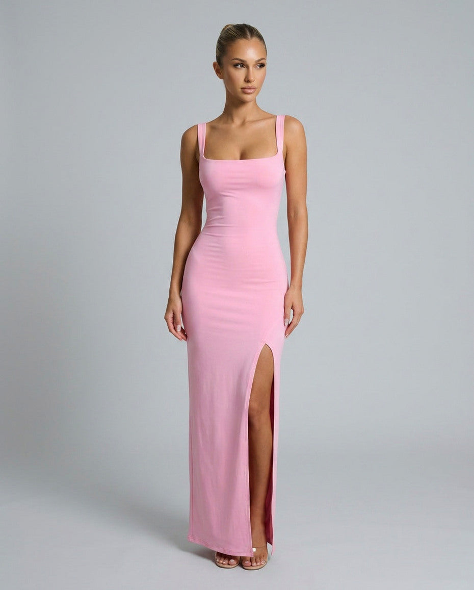 Fitted Square Neck Maxi Dress
