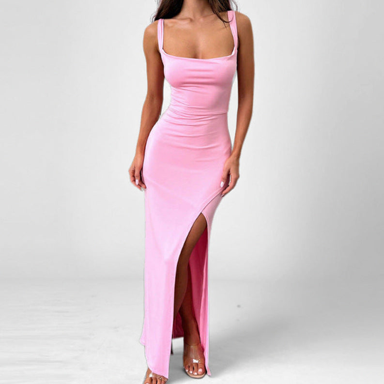 Fitted Square Neck Maxi Dress