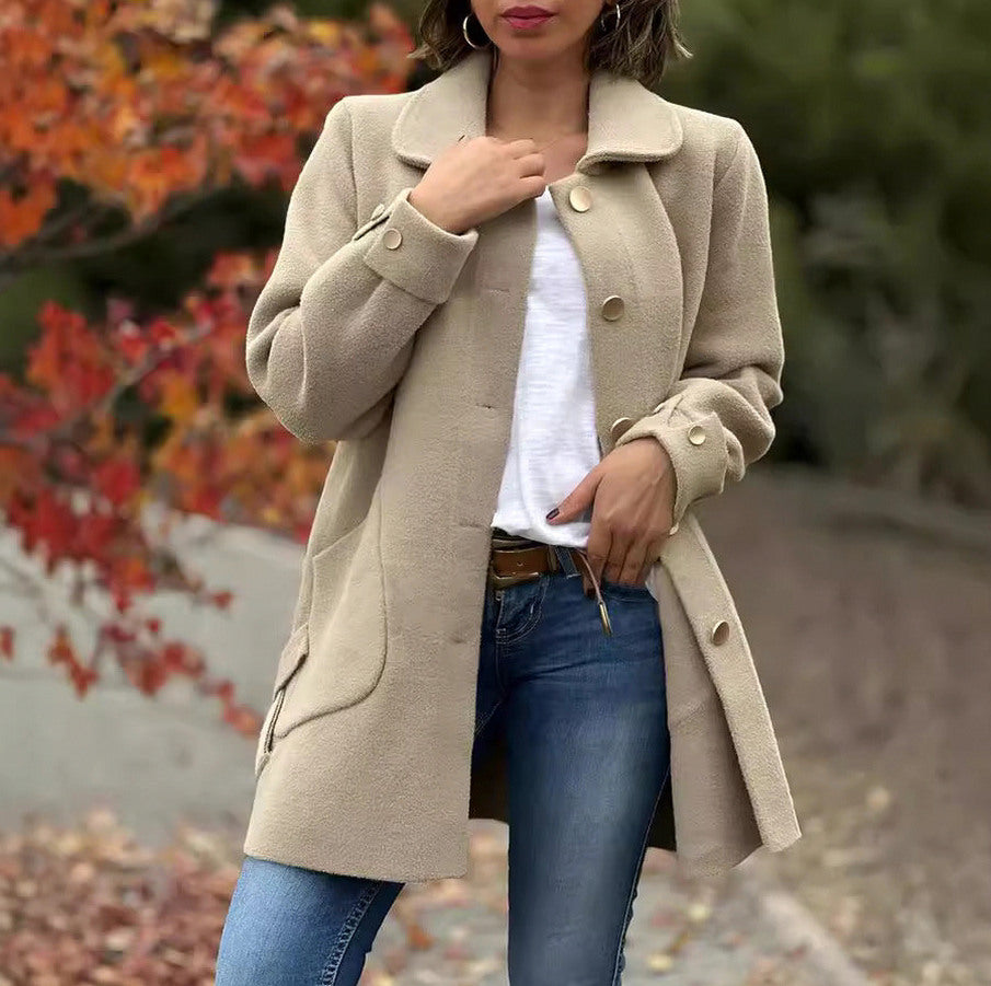 Fleece Collared Button Down Coat
