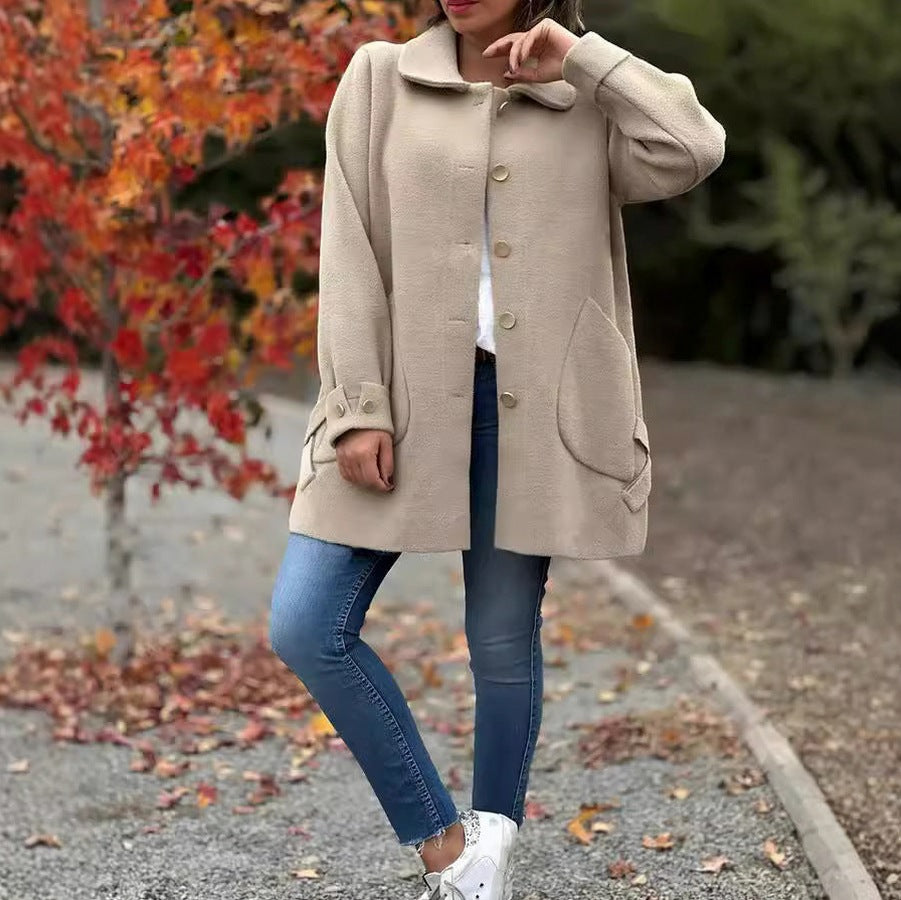 Fleece Collared Button Down Coat