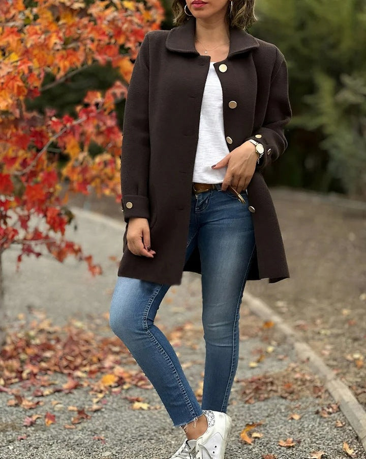 Fleece Collared Button Down Coat