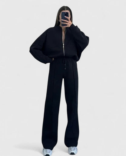 Fleece Oversized Long Sleeve Wide Leg Pants Matching Set