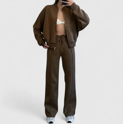 Fleece Oversized Long Sleeve Wide Leg Pants Matching Set
