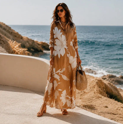 Floral Button Front Shirt Maxi Dress