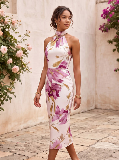 Floral Halter Midi Dress