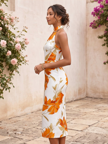 Floral Halter Midi Dress