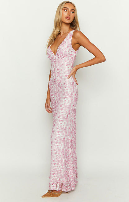 Floral Lace V-Neck Maxi Dress