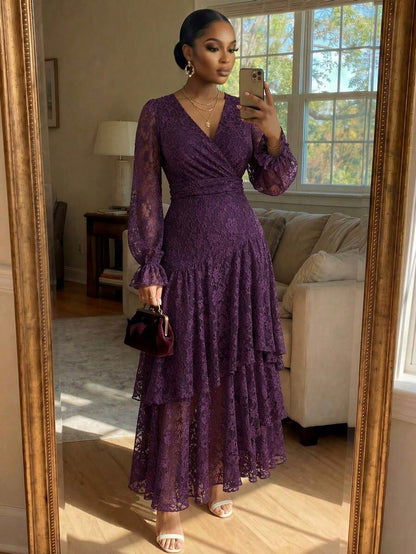 Floral Long Sleeve Tiered Maxi Dress