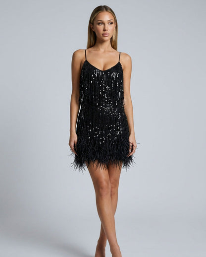 Fringe Feather Mini Dress