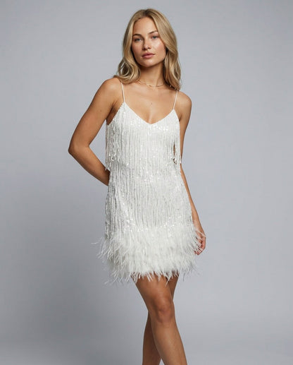 Fringe Feather Mini Dress