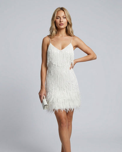 Fringe Feather Mini Dress