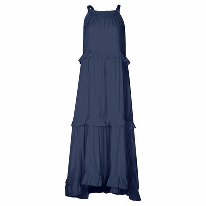 Gauze Halter Tiered Maxi Dress