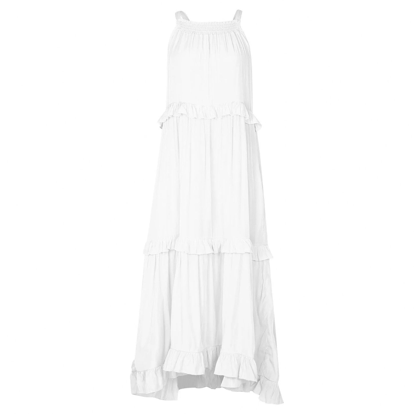 Gauze Halter Tiered Maxi Dress