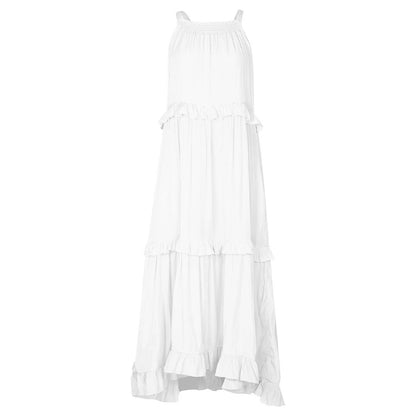 Gauze Halter Tiered Maxi Dress