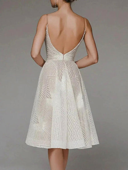 Geometric Sequin Sweetheart Midi Dress