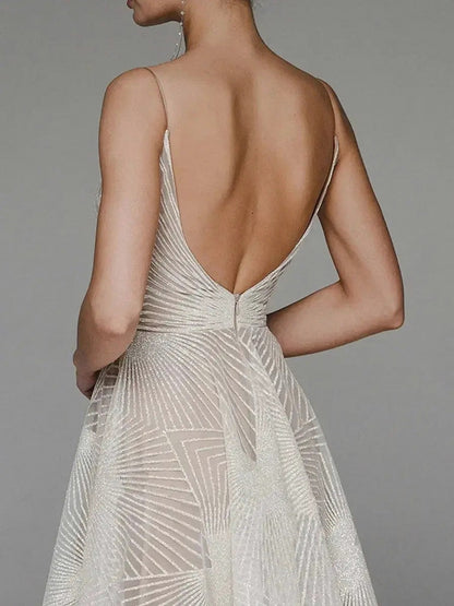 Geometric Sequin Sweetheart Midi Dress