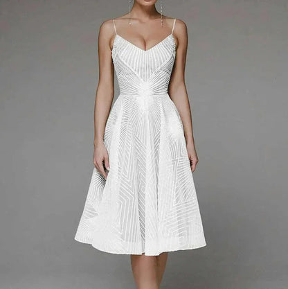 Geometric Sequin Sweetheart Midi Dress