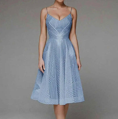 Geometric Sequin Sweetheart Midi Dress