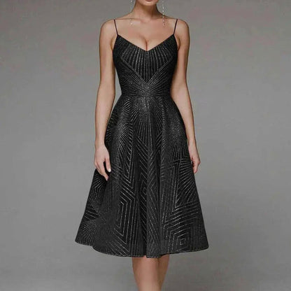 Geometric Sequin Sweetheart Midi Dress
