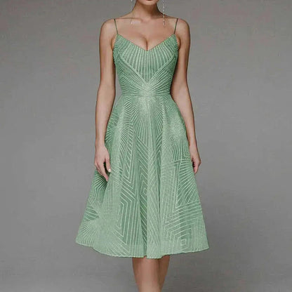 Geometric Sequin Sweetheart Midi Dress