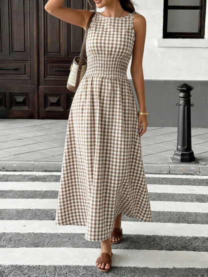 Gingham Smocked Maxi Dress