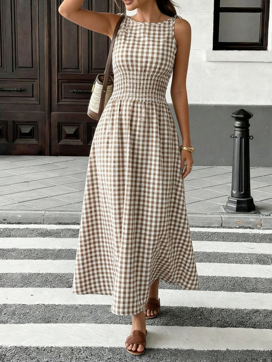Gingham Smocked Maxi Dress