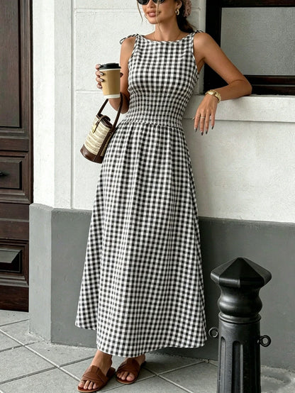 Gingham Smocked Maxi Dress
