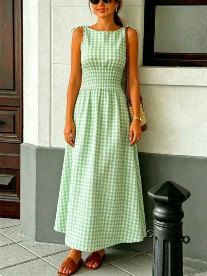 Gingham Smocked Maxi Dress