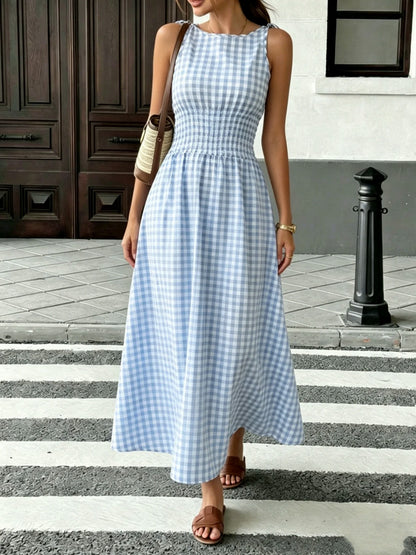 Gingham Smocked Maxi Dress