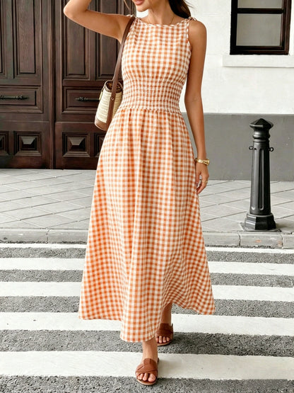 Gingham Smocked Maxi Dress