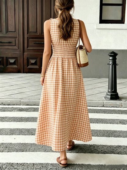 Gingham Smocked Maxi Dress