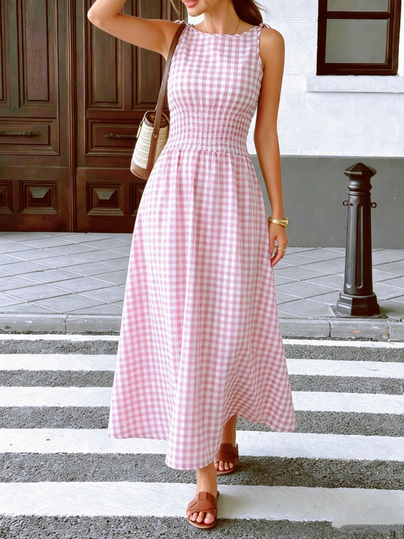 Gingham Smocked Maxi Dress