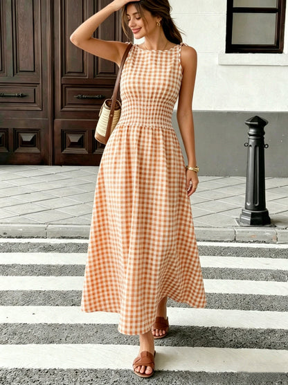Gingham Smocked Maxi Dress
